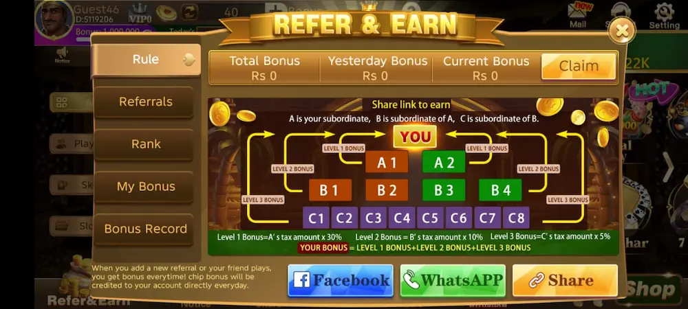 teen patti vegas Referral Program